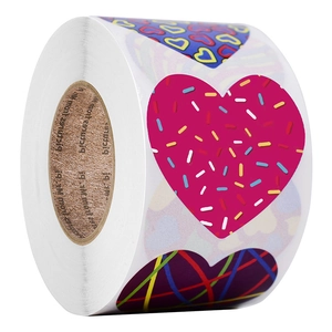 Colorful heart-shaped self-adhesive sticker roll for Valentine decorations