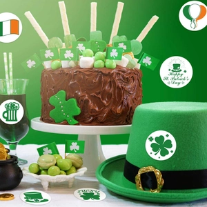Adesivi trifoglio di San Patrizio e cappello verde per la festa nazionale irlandese
