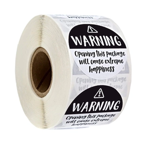 Warning Opening This Package Will Cause Extreme Happiness Round Adhesive Copperplate Paper Stickers For Gift Packaging Sealing