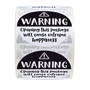 500pcs Roll of Black and White Warning Labels for Packaging and Gift Decoration