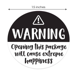 Warning message package seal stickers 1.5 inch round black and white labels for gifts