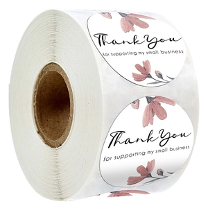 Autocollants Floraux Merci de Soutenir Ma Petite Entreprise Étiquettes Adhésives Rondes pour Emballage Cadeaux Scellage Envoi