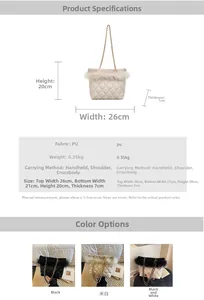 Detail showing dimensions and specifications for the quilted chain tote bag