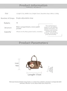 Detailed size specifications for the vintage PU leather bucket bag with dimensions