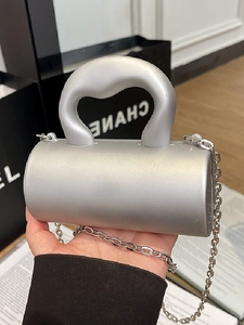 Mini Sac de Soirée Cylindrique en Acrylique pour Femmes Avec Bandoulière Chaîne Métallique Poignée Intégrée Sac à Bandoulière de Fête