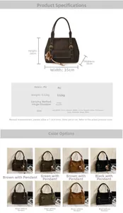 Tableau des tailles détaillé pour grand sac fourre-tout en cuir PU avec mesures précises en cm