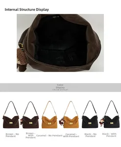 Detail view of large tote bag interior and multiple color options with metal twist lock