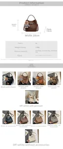 Size guide for PU leather bucket bag with dimensions 20x19x14cm and color options