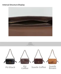 Détail de la poche intérieure et affichage du sac à chaîne en quatre couleurs