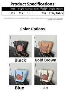 Spécifications de taille et quatre variantes de couleur du sac seau en tissu à chaîne