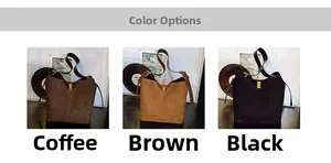 Detailed color display of vintage matte bucket bags in dark coffee, brown, and black colors