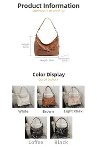 Détails de taille d'un sac hobo en cuir synthétique brillant avec boucles réglables