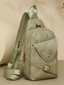 Bolso de Pecho de Cuero PU Vintage para Mujer Gran Capacidad Bolso Bandolera Casual Con Correa Ajustable Bolso de Mano de Color Sólido
