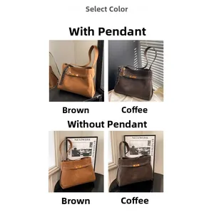 Detailed comparison of brown and coffee frosted tote bags with and without pendants