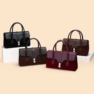 Vintage suede patchwork tote bag for women in four classic colors with metal clasp