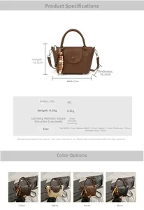 Detailed size chart and dimension specs for the minimalist soft leather crossbody handbag