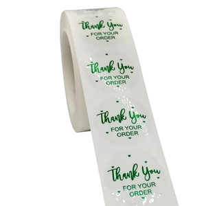Green and white Thank You For Your Order stickers roll for gift sealing and packaging