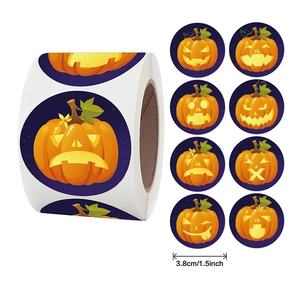Halloween Stickers Adhesive Cartoon Pumpkin Face Labels For Gift Envelope Seal Party Decoration Supplies Accessory
