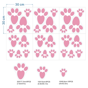 Pink bunny paw Happy Easter stickers in various sizes for festive gift decoration