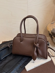 Borsa Boston da Donna in Pelle PU con Trama Litchi Borsa a Mano con Manico Annodato Borsa Casual a Tracolla per Uso Quotidiano