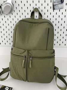 Lightweight Nylon Casual Travel Backpack For Women Men Large Capacity Commuting School Bag Minimalist Waterproof Double Pocket Daypack