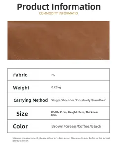 Detailed size specifications and color options for the brown vintage faux leather tote bag