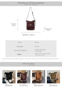 Detaillierte Größenangaben der Vintage Wildleder-Beuteltasche mit Webpelzbesatz