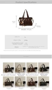 Detaillierte Größenangaben und Farbauswahl für die große Vintage Leder Handtasche