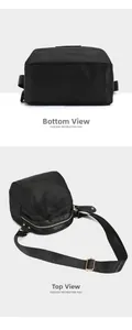 Vue détaillée du sac de poitrine en tissu Oxford montrant les boucles dorées et le fond