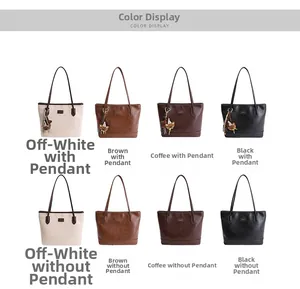 Detailed comparison of four color options for large capacity leather tote bags with charms
