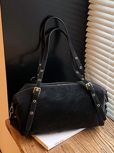 Vintage Große Kapazität PU Leder Umhängetasche Für Damen Mode Boston Tote Bag Mit Gold Ösen Gurte Täglich Unterarm Tasche
