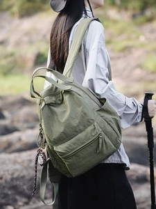 Olive green large capacity outdoor backpack with multifunctional pockets for travel