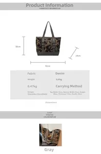 Spécifications détaillées de taille pour le sac fourre-tout extérieur en denim camouflage