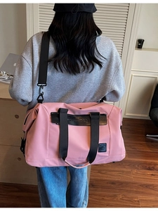 Pink large capacity travel duffel bag with dry-wet separation for fitness and travel