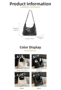 Detail view of quilted cross-body bag dimensions 26x28x10CM with metallic chain strap
