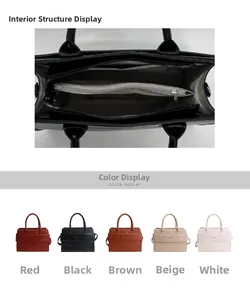 Detailed view of crocodile pattern tote bag interior pockets and multi-color selection