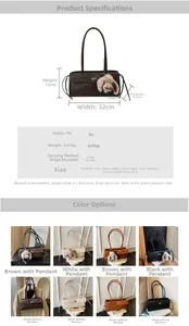 Detailed size chart and multi-color options for quilted PU leather baguette bag