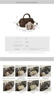 Detailed chart showing handbag dimensions and compact PU leather shoulder bag specifications