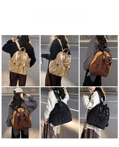 Detail showing various colors and large capacity design of the nylon travel backpack