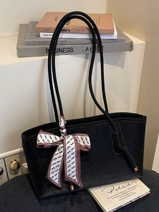 Sac Fourre-tout Tissé à Grande Capacité pour Femmes Avec Foulard en Satin Cuir PU Style Coréen Sac à Main d'Épaule Minimaliste Quotidien