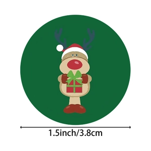 1.5 inch Christmas reindeer sticker roll for holiday gift wrap and envelope sealing