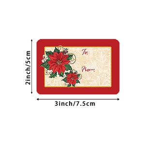 2x3 inch Merry Christmas gift tag stickers with Poinsettia design and To From fields