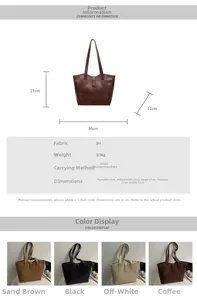 Detailed size chart for large tote bag with height 27cm, width 36cm, and handle length 31cm