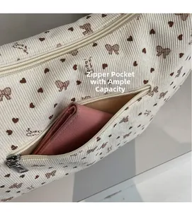 Detailaufnahme der beigen Cord-Einkaufstasche mit Reißverschlussfach und großem Innenraum