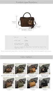 Detailed size specifications and color options for the stylish PU leather crossbody handbag