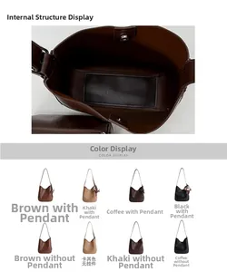 Detail view of large capacity tote bag interior structure and multi-color options