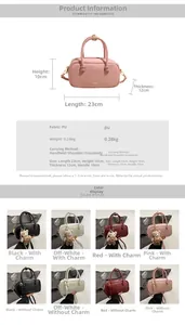 Detailed dimensions and parameters of the PU leather Boston bag for women with color options