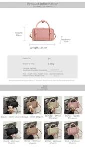 Detailed size chart for minimalist PU crossbody bag with dimensions 21x12x6cm