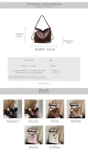 Guide des tailles et spécifications pour ce sac à dos de grande capacité en cuir PU