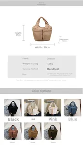 Detailed size chart for the large capacity canvas handbag with dimensions 30x21x16cm